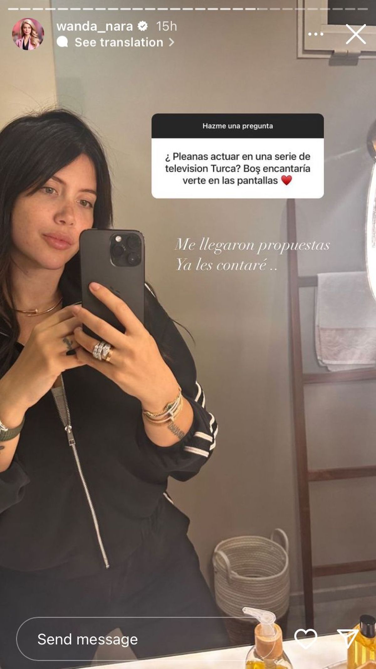 Wanda Nara reveló que le llegaron propuestas para actuar en una serie turca. Wanda Nara reveló que le llegaron propuestas para actuar en una serie turca.