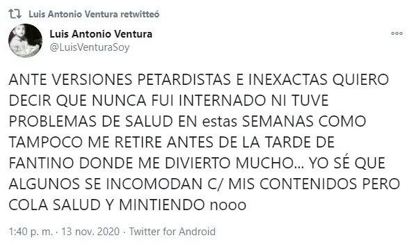 Tuit de Luis Ventura