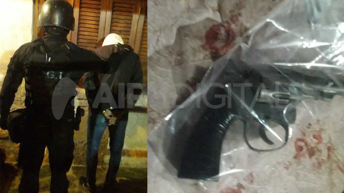 El joven detenido y el arma secuestrada