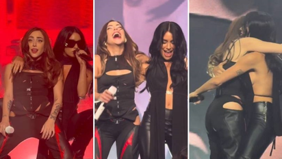 Nicki Nicole y Lali Espósito se besan en el Movistar Arena