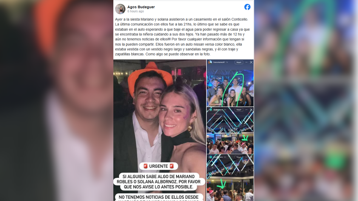 Así buscaban a Mariano Robles (28) y Solana Albornoz (32) . Así buscaban a Mariano Robles (28) y Solana Albornoz (32) .