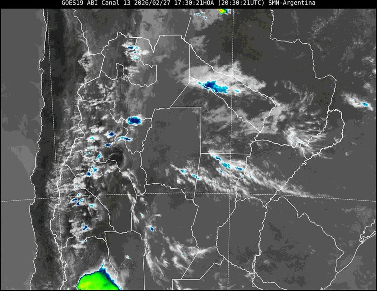 La imagen satelital muestra poca nubosidad en la provincia de Santa Fe.