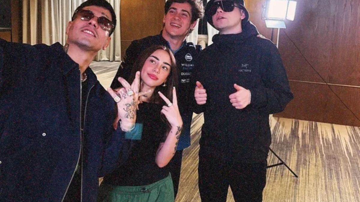 Nicki Nicole, Duki y Bizarrap junto a Franco Colapinto. Nicki Nicole, Duki y Bizarrap junto a Franco Colapinto.
