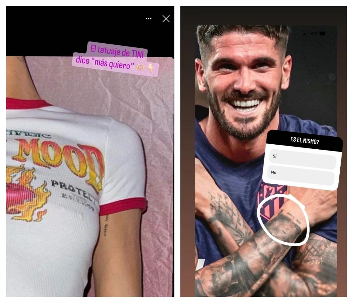 Aseguran que Tini Stossel y Rodrigo de Paul se tatuaron la misma frase.