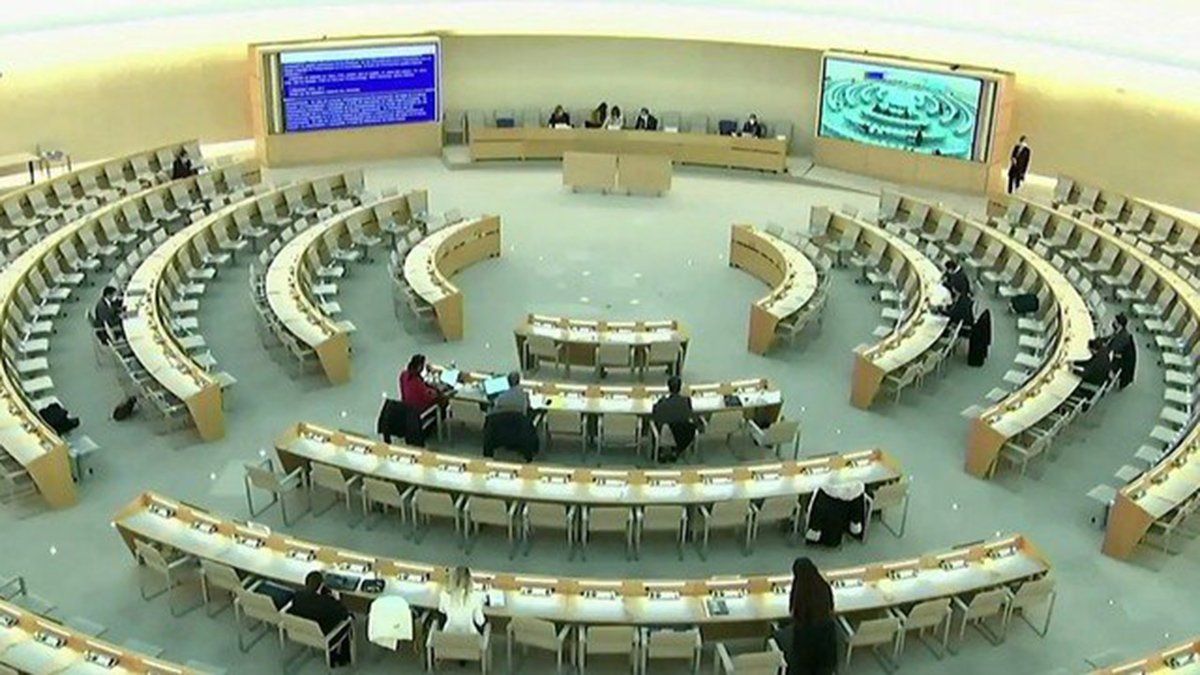 El auditorio en donde disertaba Victoria Donda