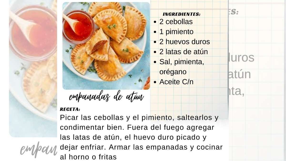 Las empanadas de atún son una gran opción para recrear en casa. Las empanadas de atún son una gran opción para recrear en casa.