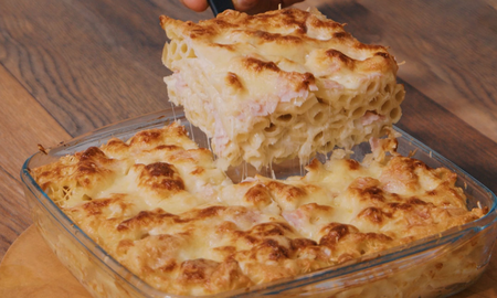 Receta de pastel de fideos.