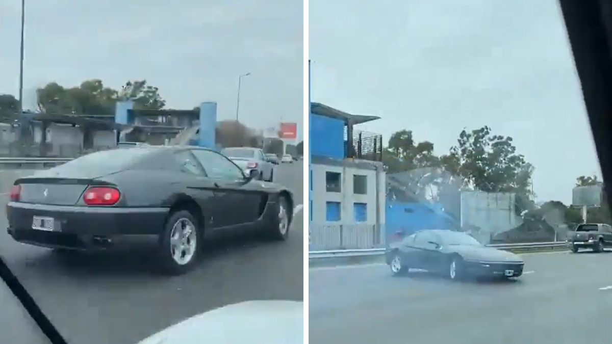 Una Ferrari fue captada haciendo una peligrosa maniobra en plena Avenida de Buenos Aires.