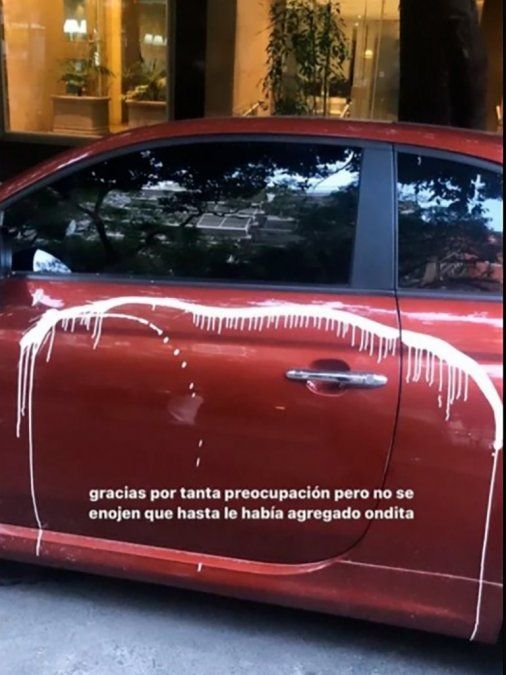 Pintura al auto de la hija de Ricardo Darín