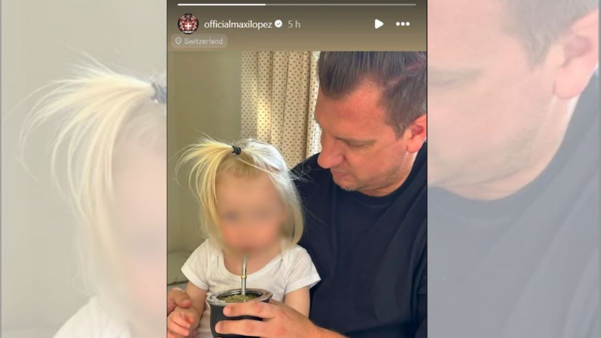 Maxi López junto a su pequeña hija Elle. Maxi López junto a su pequeña hija Elle.