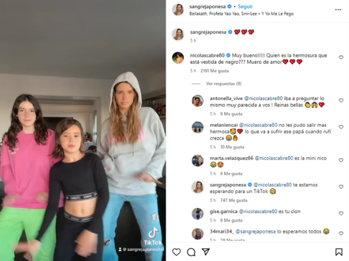 China Suárez y Nicolás Cabré intercambio de mensajes en una tierna publicación de Instagram. (Captura de Instagram)