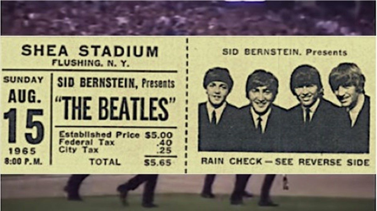 El ticket que fue adquirido por casi 56 mil personas para asistir al recital de Los Beatles en el Shea Stadium
