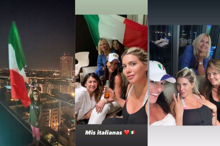 Wanda Nara celebró el triunfo de Italia con su familia y amigos