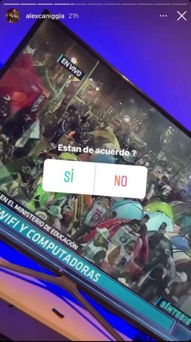 Alex Caniggia también le consultó a los seguidores qué opinaban. 