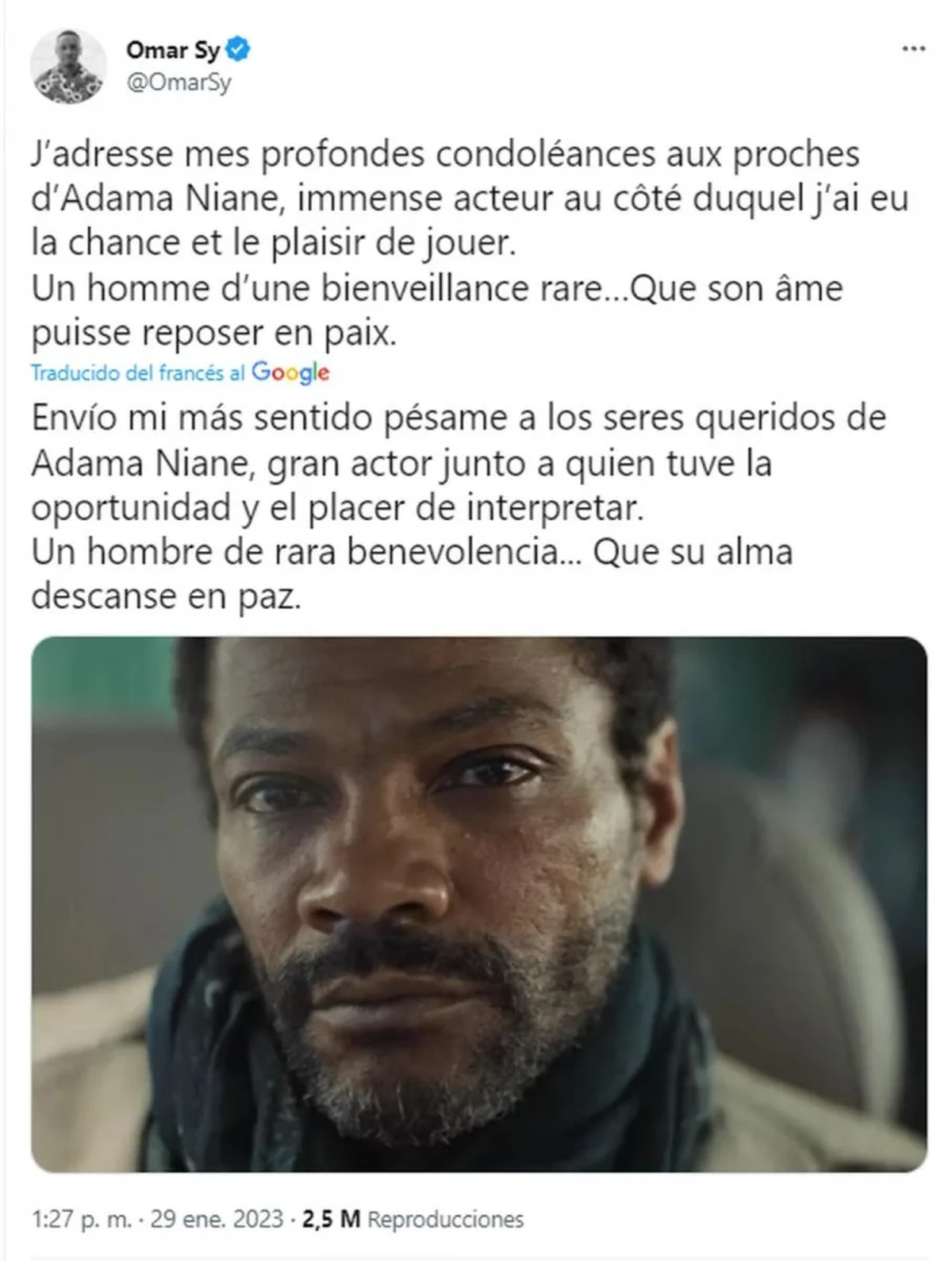 Falleció el actor de Lupin y los comentarios al respecto no tardaron en llegar. Fuente: Twitter 