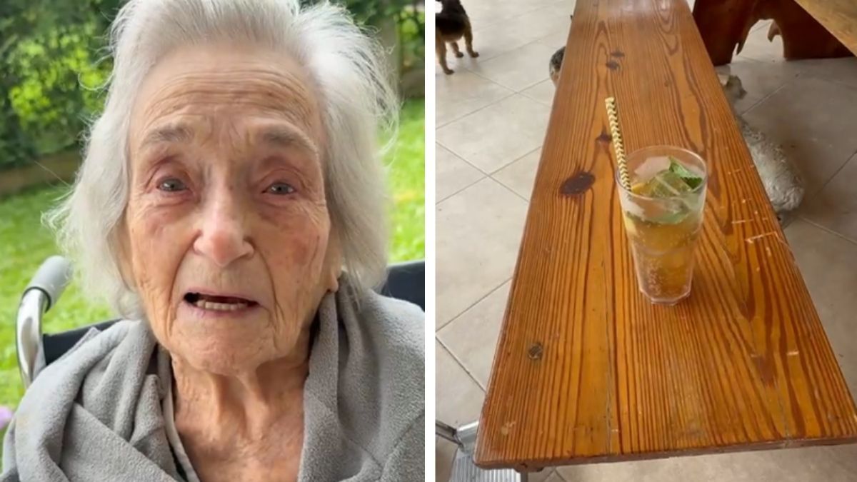 En la previa de su cumpleaños, Tita degustando un Cynar En la previa de su cumpleaños, Tita degustando un Cynar