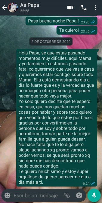El conmovedor último mensaje de WhatsApp de un hijo a su padre