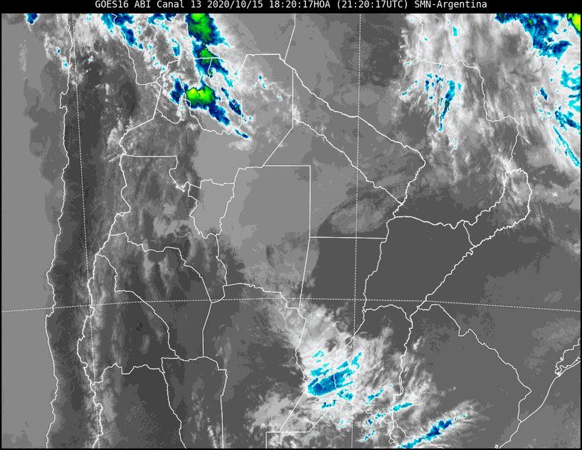 Imagen satelital del tiempo a las 18.20 horas del jueves. 