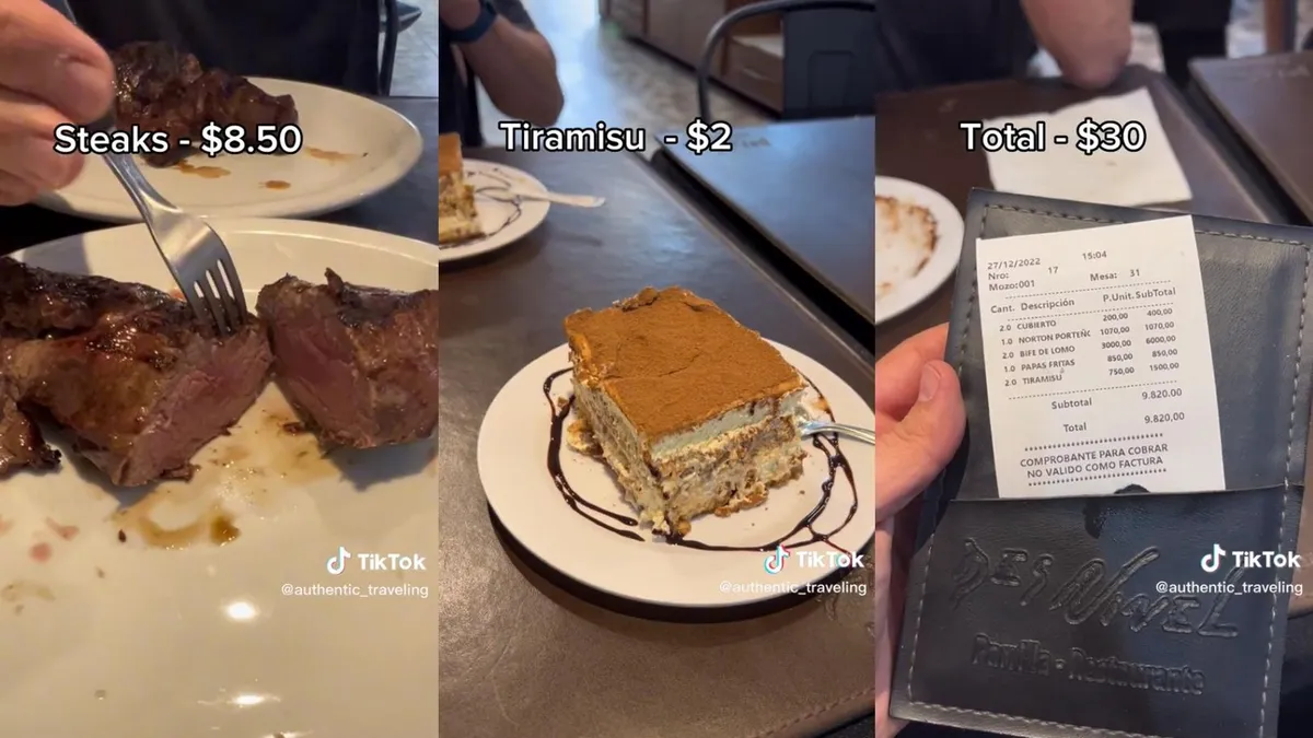 El consejo viral de un viajero en TikTok después de comer barato: Tenés que venir a Argentina