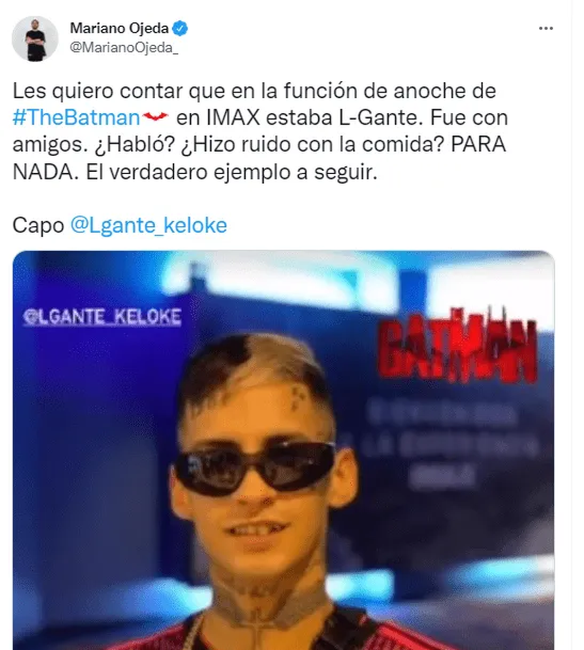 L-Gante en la funci&oacute;n de "The Batman".