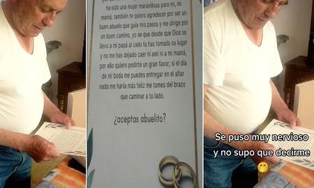 Una chica le pidió a su abuelo que la llevara al altar en representación de su padre Una chica le pidió a su abuelo que la llevara al altar en representación de su padre