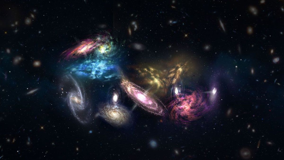 La materia oscura mantiene unidas a las galaxias en el universo.