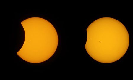 El Sol eclipsándose visto con filtro. El Sol eclipsándose visto con filtro.