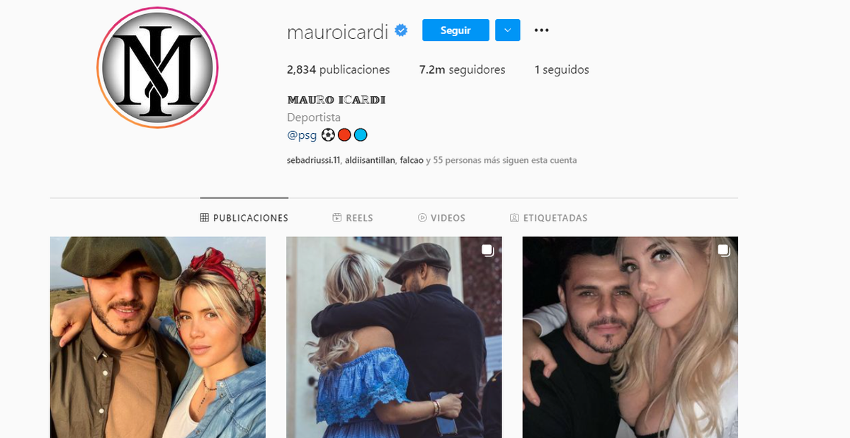 Mauro Icardi solo sigue a Wanda Nara en Instagram.