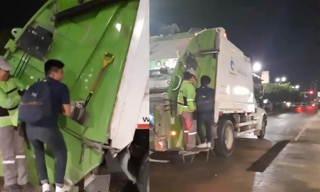 No conseguía taxi y unos trabajadores de un camión de basura lo llevaron gratis No conseguía taxi y unos trabajadores de un camión de basura lo llevaron gratis