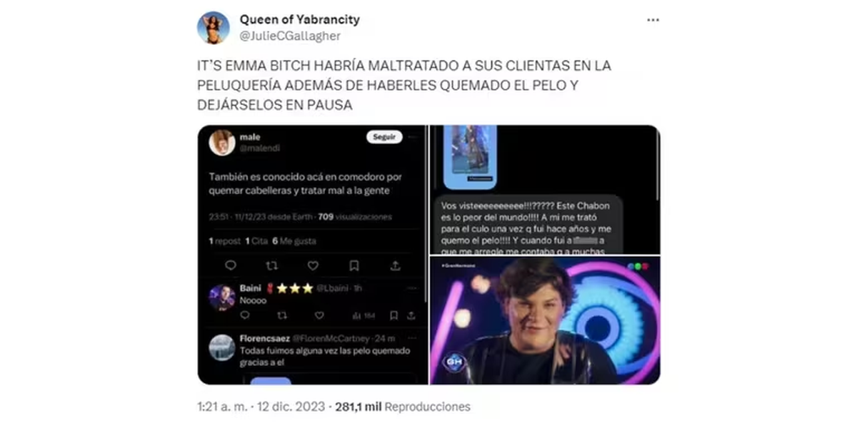 Las tremendas acusaciones contra Emma Vich por su profesión de peluquero. Las tremendas acusaciones contra Emma Vich por su profesión de peluquero.