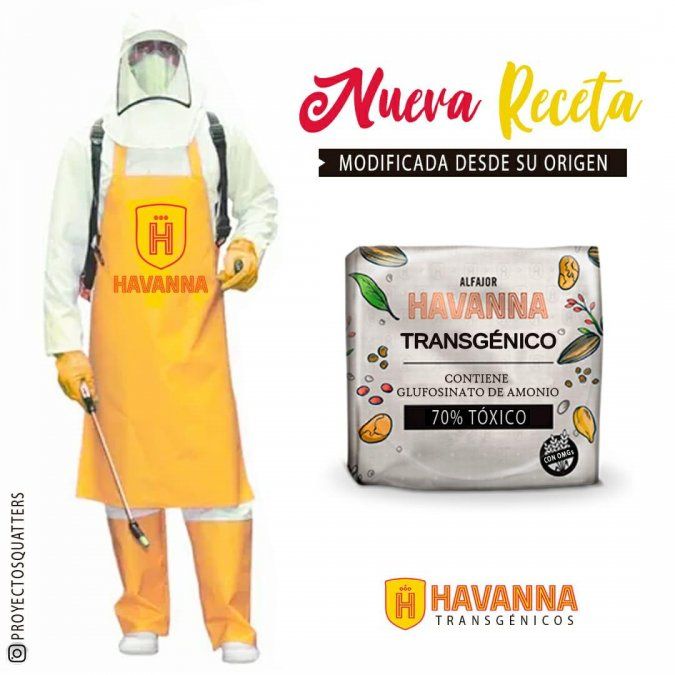 Una de las imágenes difundidas por la campaña contra el alfajor con harina de trigo transgénico.