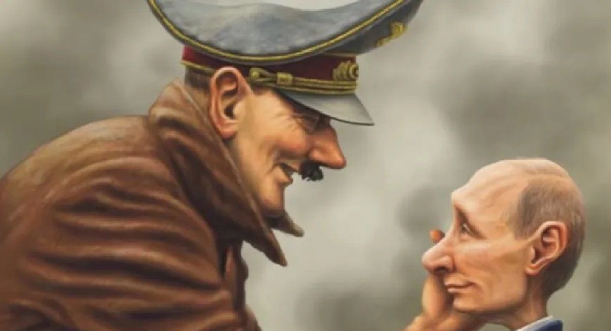Un meme de Hitler y Putin en la cuenta oficial de Ucrania en Twitter