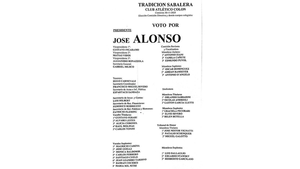 Los 42 representantes de la lista de José Alonso, con José Vignatti en el tribunal de honor. Los 42 representantes de la lista de José Alonso, con José Vignatti en el tribunal de honor.