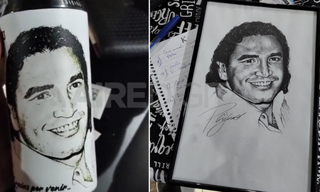 Latas de cerveza y retratos con la cara de Claudio Pájaro Cantero que fueron secuestrados durante el operativo. Latas de cerveza y retratos con la cara de Claudio Pájaro Cantero que fueron secuestrados durante el operativo.
