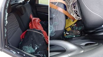Uno de los ataques registrados en Circunvalación Oeste dejó como saldo roturas de un auto.