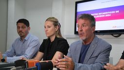 Carlos Torres y Virginia Coudannes durante la presentación del informe sobre seguridad vial en Santa Fe.