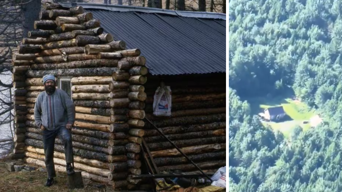 Ken Smith construyó con sus propias manos una cabaña de troncos