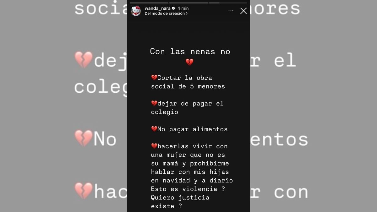 El descargo de Wanda Nara. El descargo de Wanda Nara.