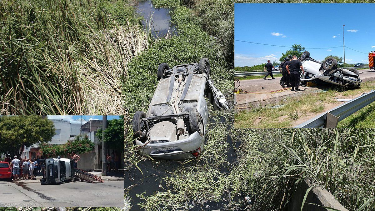 Accidentes en racha: en menos de una hora tres autos volcaron en Santa Fe este sábado