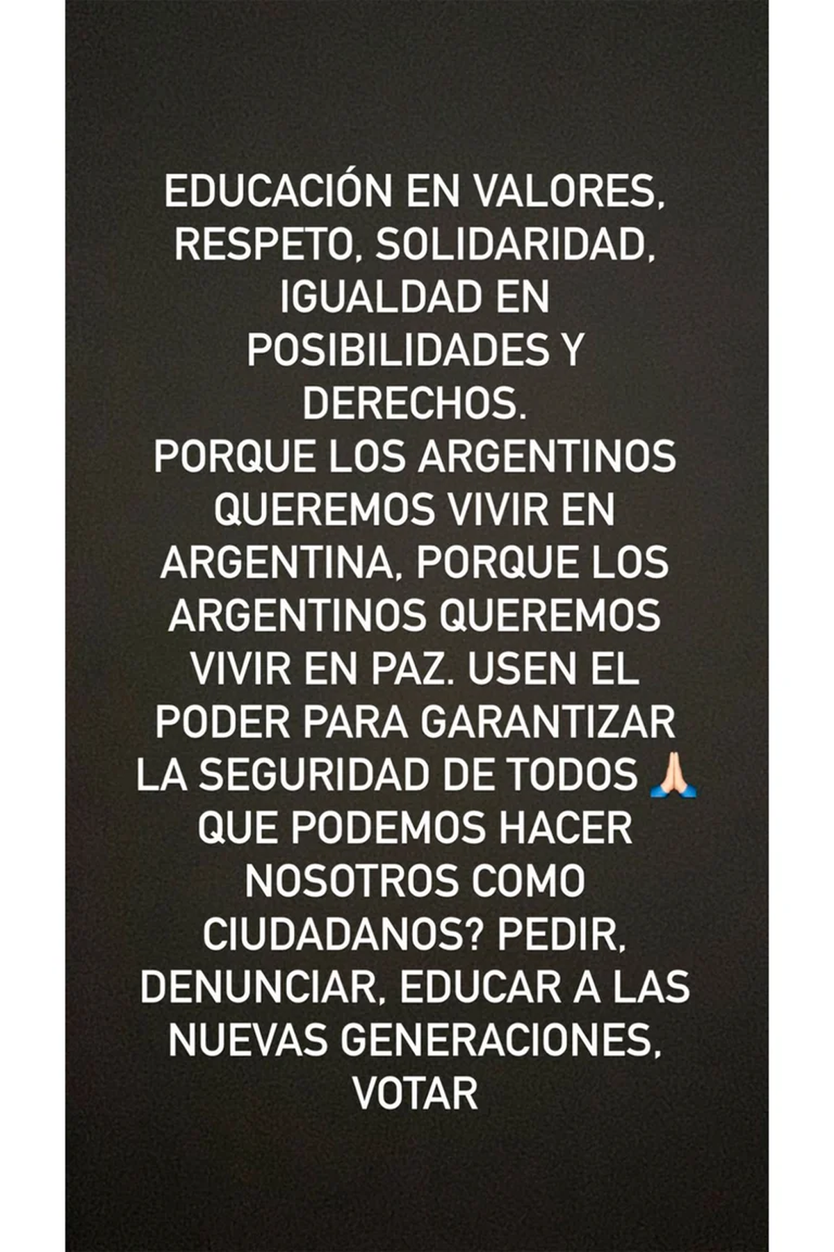 Valeria Mazza compartió un mensaje en sus redes sociales.