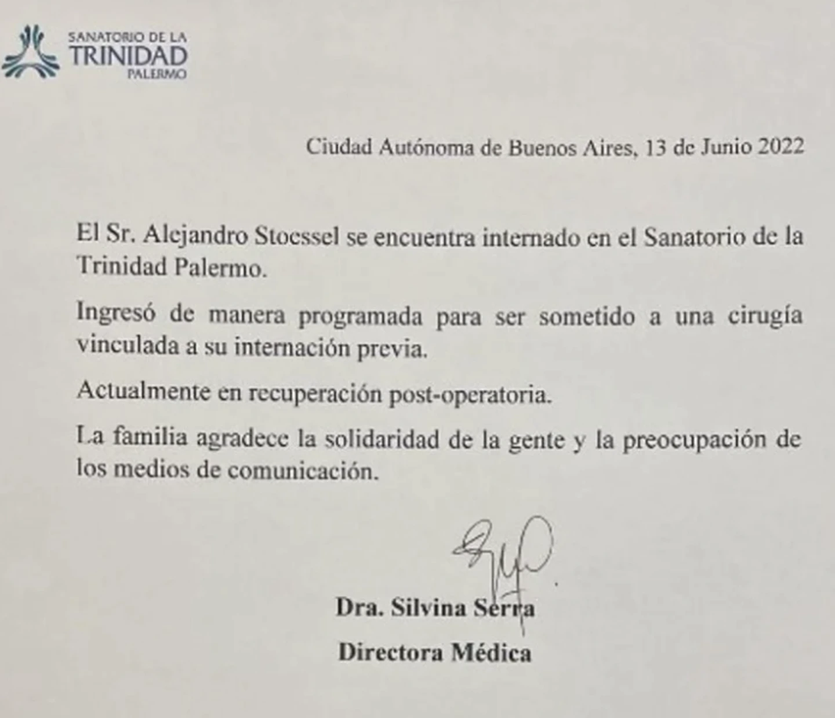 Alejandro Stoessel, el padre de Tini, fue operado.