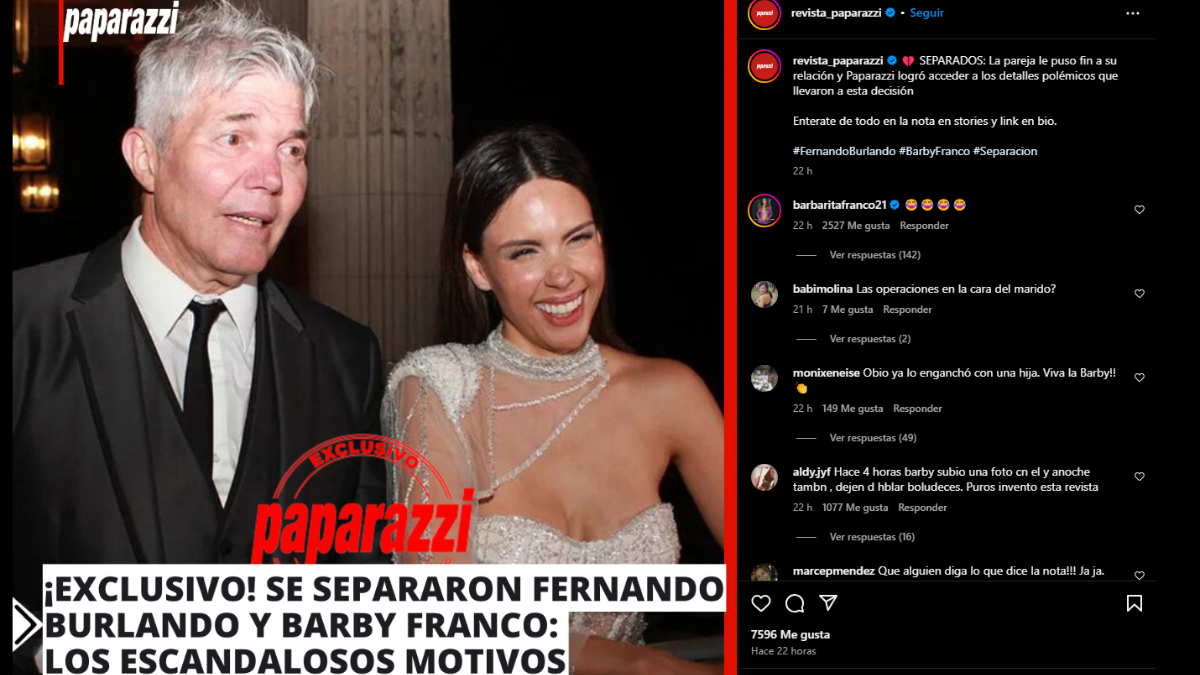 El comentario de Barby Franco que desmiente la ruptura con Fernando Burlando. El comentario de Barby Franco que desmiente la ruptura con Fernando Burlando. 