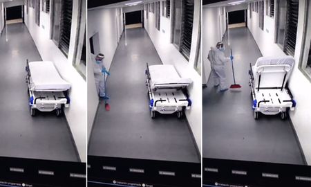 El trabajador de limpieza no podía creer lo que veía. El trabajador de limpieza no podía creer lo que veía.