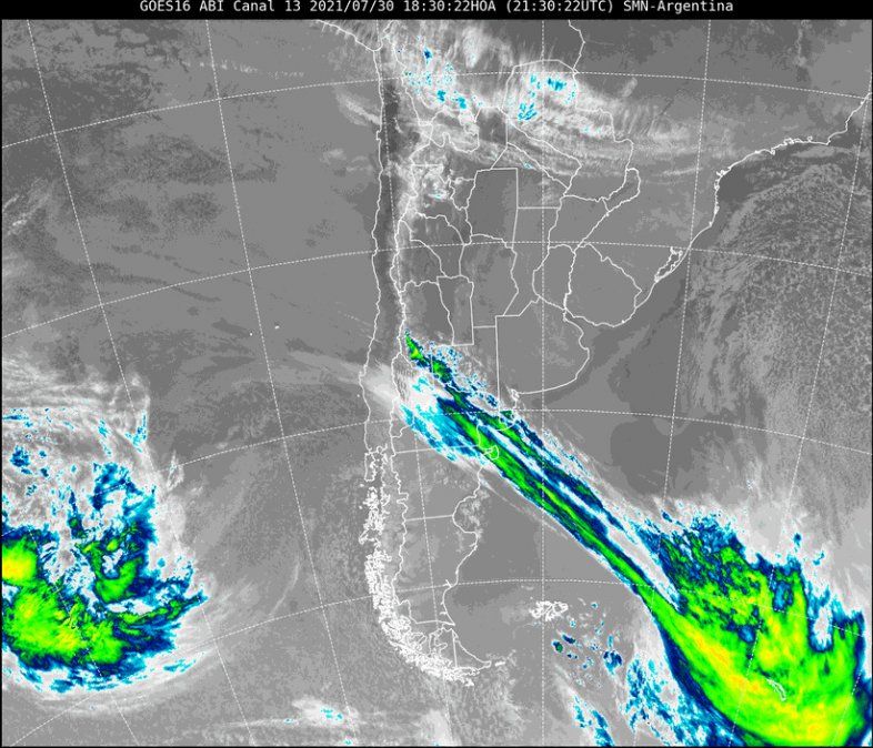 En la imagen satelital se observa que el cielo de nuestra región continúa despejado, producto de la masa de aire fría y seca que domina en la región.