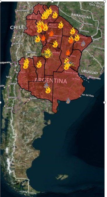 El mapa de los incendios este viernes