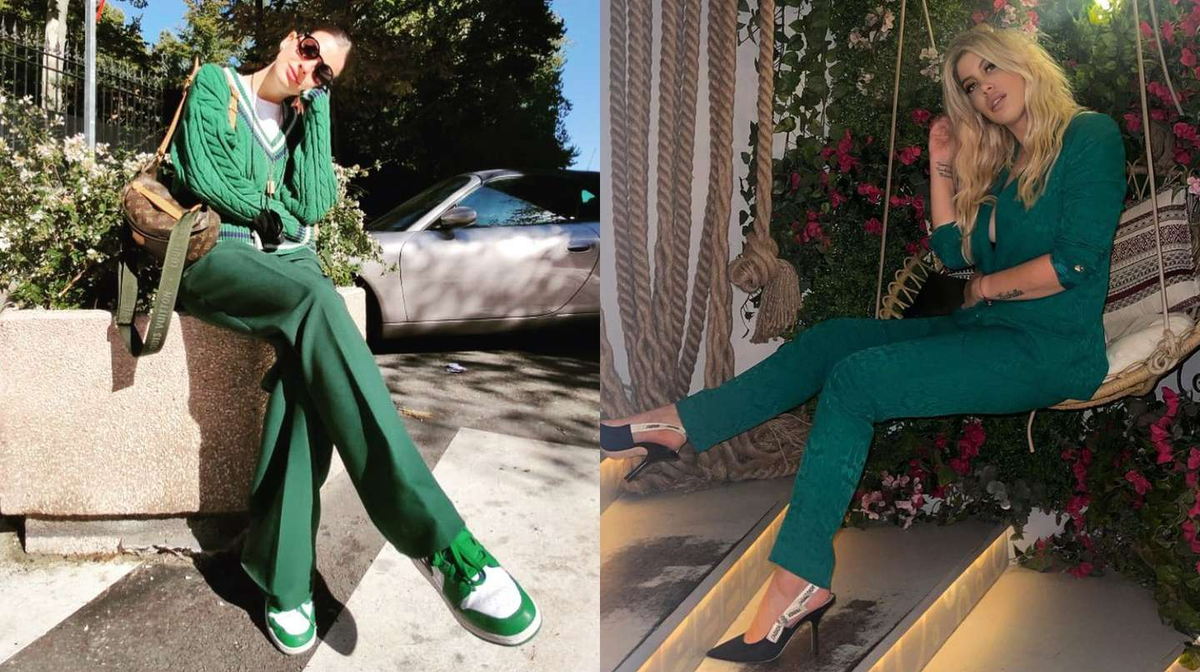 Todo verde- La China Su&aacute;rez y Wanda Nara eligieron un outfit muy similar en sus &uacute;ltimas apariciones p&uacute;blicas.&nbsp;
