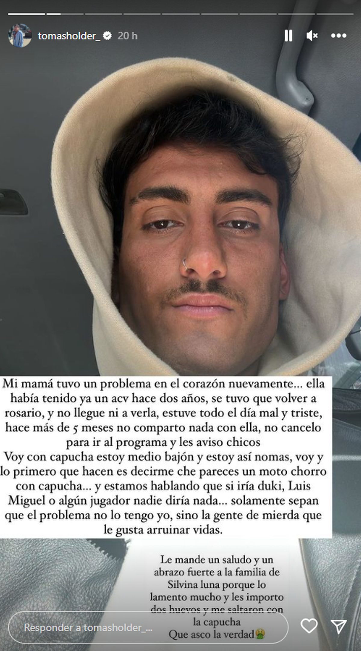 La dura declaración de Tomás Holder. La dura declaración de Tomás Holder.