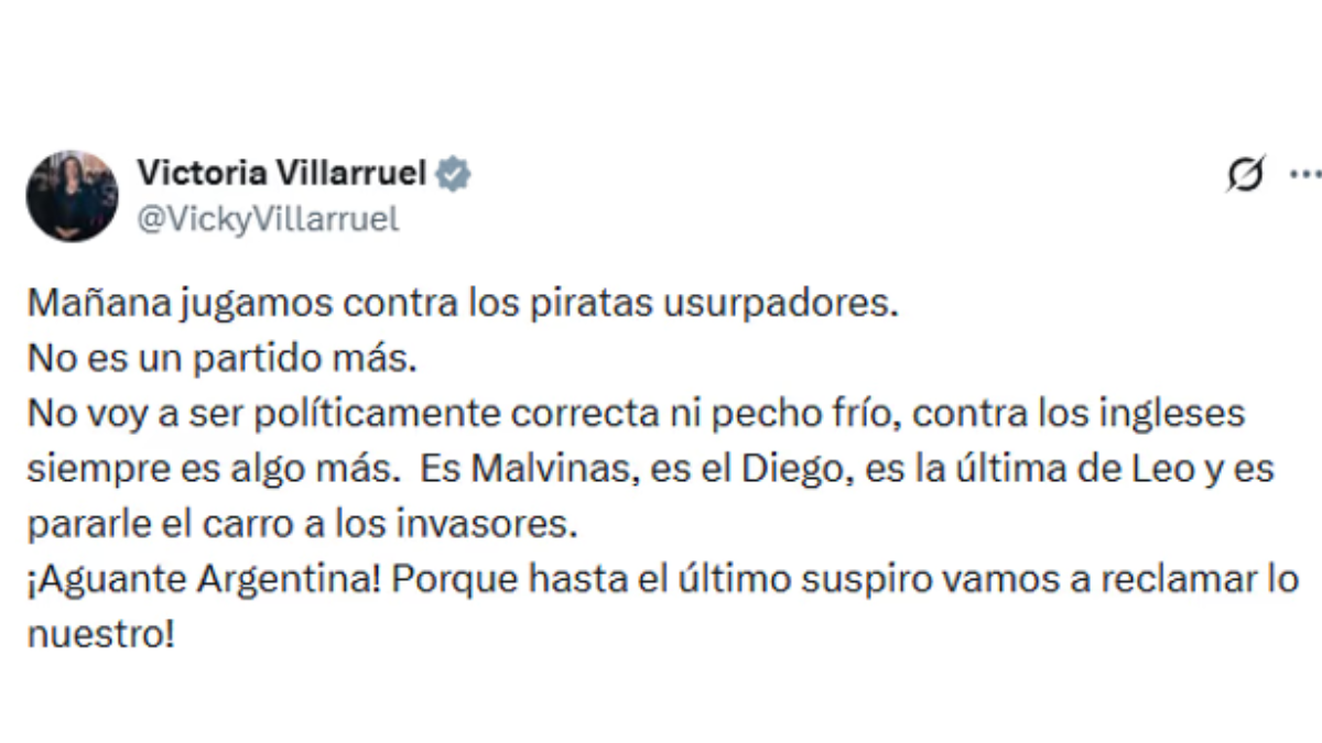 El mensaje de Villaruel en X. El mensaje de Villaruel en X.