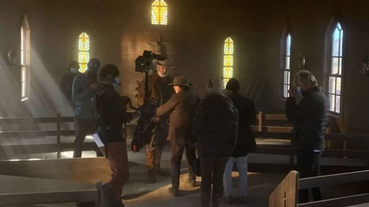 La &uacute;ltima foto de Halyna Hutchins. Fue compartida por Serge Svetnoy, jefe de electricistas en "Rust".