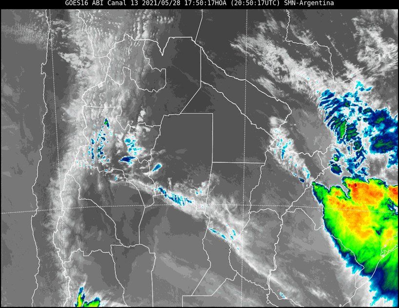 Imagen satelital del tiempo a las 17.50 del viernes.